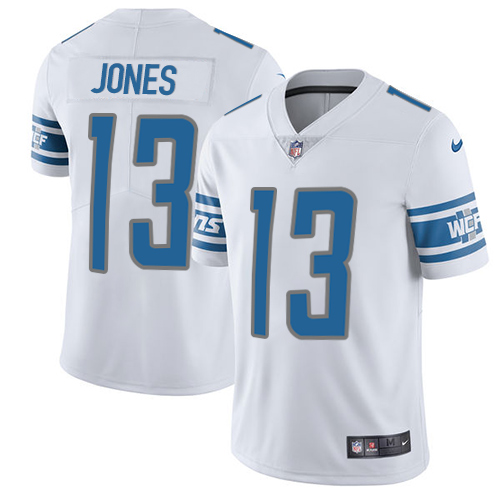 Nike Lions #13 T.J. Jones White Men's Stitched NFL Vapor Untouchable Limited Jersey - Click Image to Close